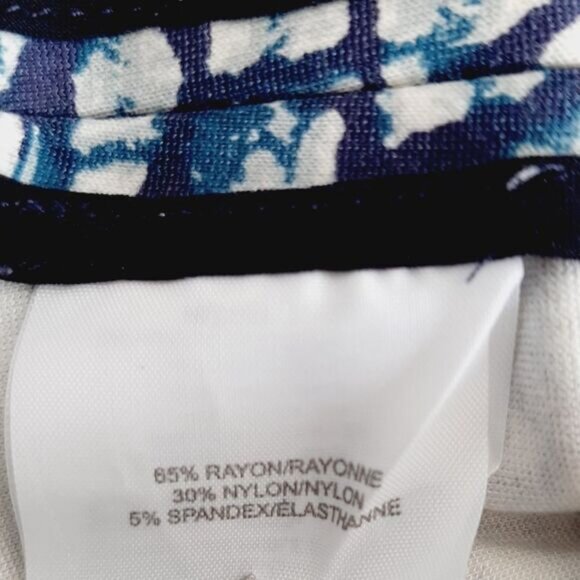 TORY BURCH / Slim Crop Ponte Pants Blue Tribal Print Sz XS - Picture 10 of 11